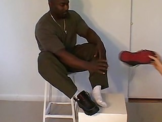 Chocolate god has his feet licked