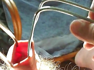 Amateur manipulates his stretchy foreskin